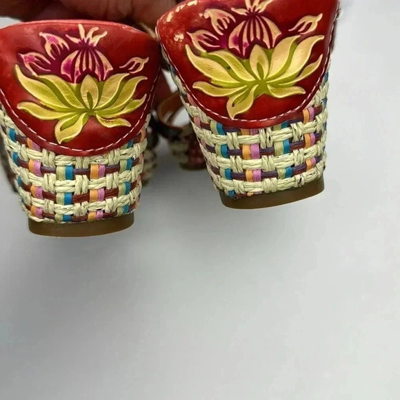 Elite by Corkys red leather retro sandals size 7 NWOT - Picture 8 of 8